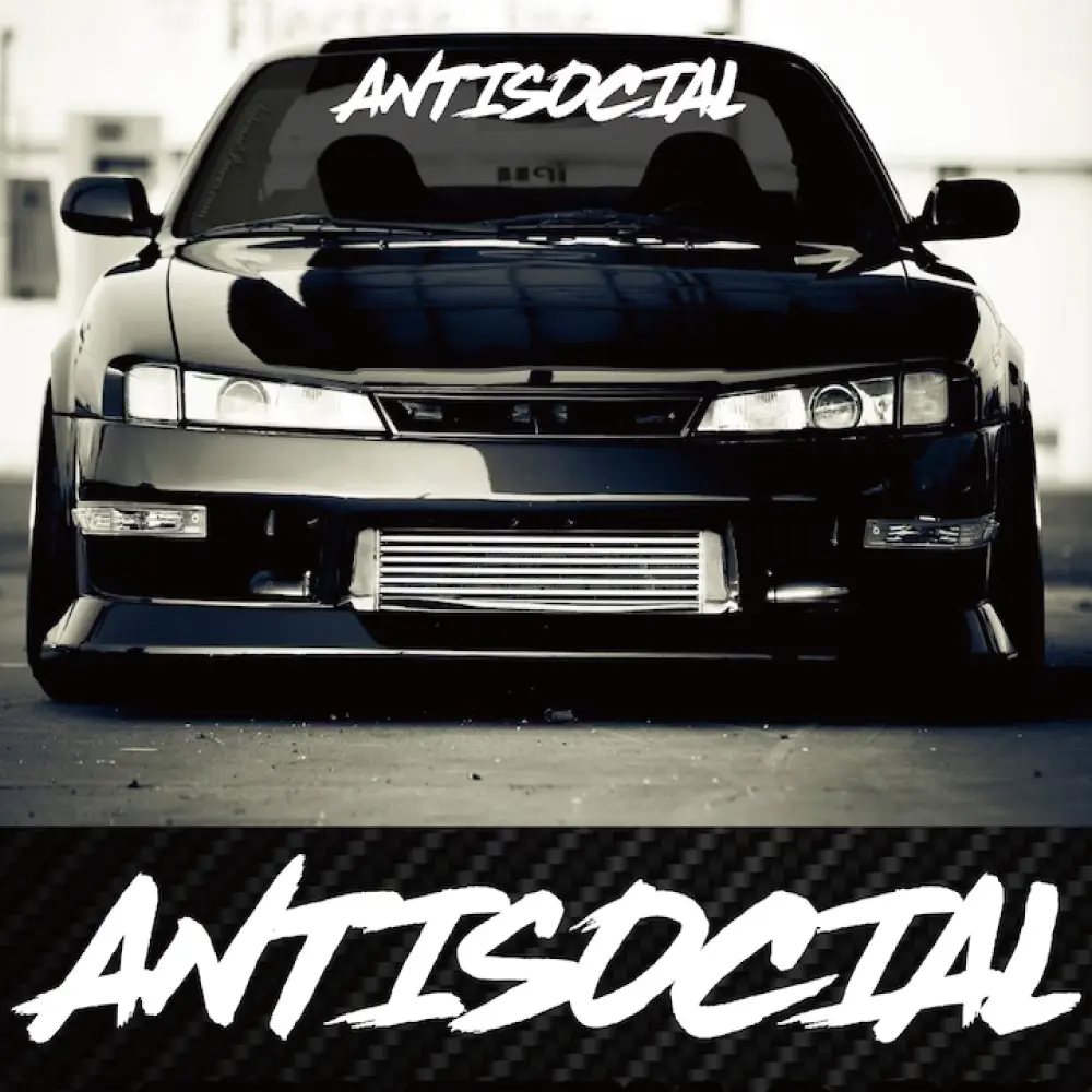 Antisocial Car Sticker Flag Windshield Creative Competition Letters JDM Decorative Styling Style Vinyl Decals