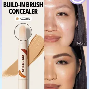 SHEGLAM Perfect Skin High Coverage Concealer-Sand 20 Shades Liquid Concealer Brush Moisturizing Weightless All-Day Hydrate Concealer Makeup Black Friday Sale Concealer