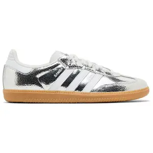adidas Samba OG Silver Metallic Cracked Leather (Women's) Women's Authentic Shoes Footwear Sneaker Trainer Comfortable Walking Fashion Trending Gift