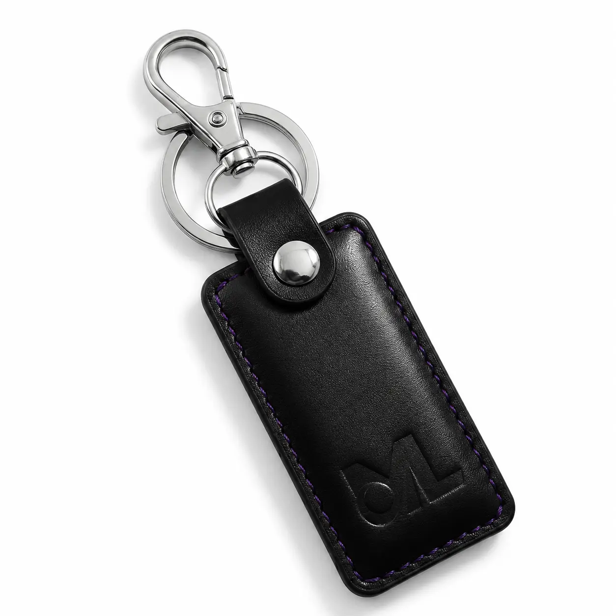 Rectangular Genuine Leather Keychain