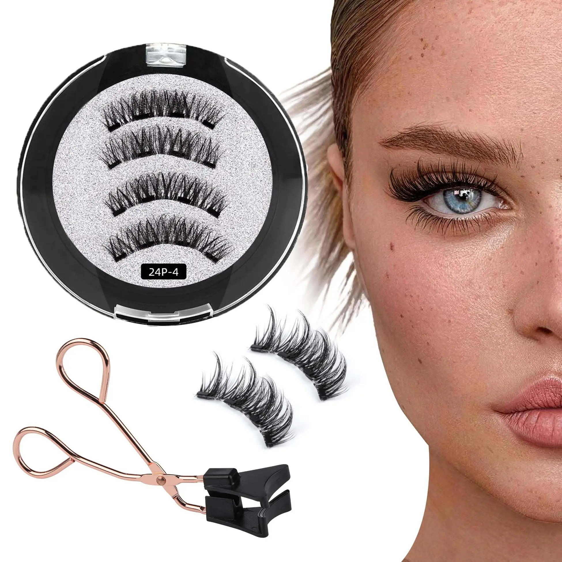 Natural Soft Fluffy Lightweight Magnetic Eyelashes Kit Reusable Magnetic False Eyelash Set No Glue Needed Glueless Lashes Magnet Lashes with Applicator Magnetic Makeup