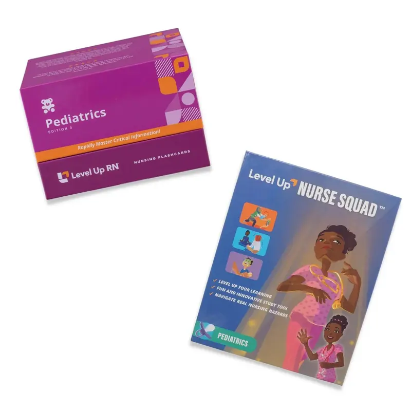 Level Up RN's The Ultimate Pediatrics Bundle: Nursing School Learning Flash Cards, Game-Driven Review Card Game, NCLEX & ATI Prep Tool, Free YouTube Study Aid, Flashcards for Faster, More Effective Studying