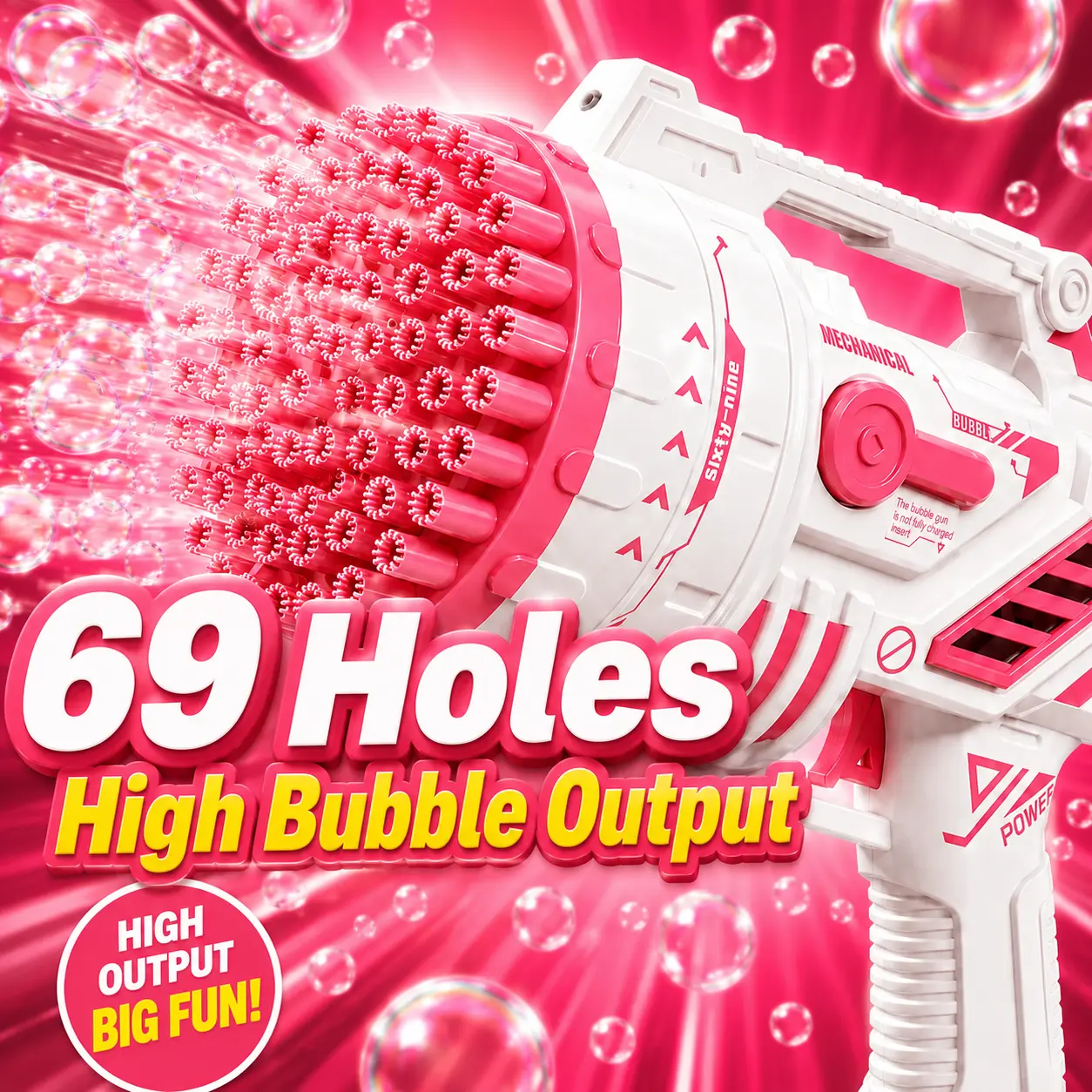 69 hole Unisex Bubble Machine Gun Toy - Summer Outdoor Toy for Over 4 Yrs Kids, Ideal for Beach, Birthday Gatherings