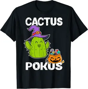 Cactus Pokus Halloween Witch Pumpkin Cute Cactus Costume T-Shirt - 35B08HRZCPFJ