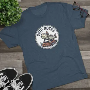 Skip Rocks Fish Tee — Vintage Walleye Fishing Shirt