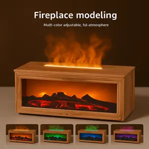 Fireplace Modeling Multi-color Adjustable Ful-atmosphere Air Humidifier Essential Oil Difusser with Night Light AromoTherapy USB Plug In for Home Room Fragrance