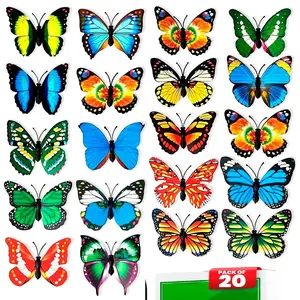 20 count Butterfly Magnets for Refrigerators – 4" Colourful Magnetic Butterflies Decor, Spring Decor for Home, Durable PVC Butterfly Decorations with Adhesive Backing, Versatile Use for Various Spaces