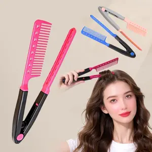 No Heat Straightening Comb, V-Curl Styling Tool, Suitable for Slightly Curly Hair, Portable and Lightweight, Multiple Colors Available, Heatless Straightener, Hair Styling Tools