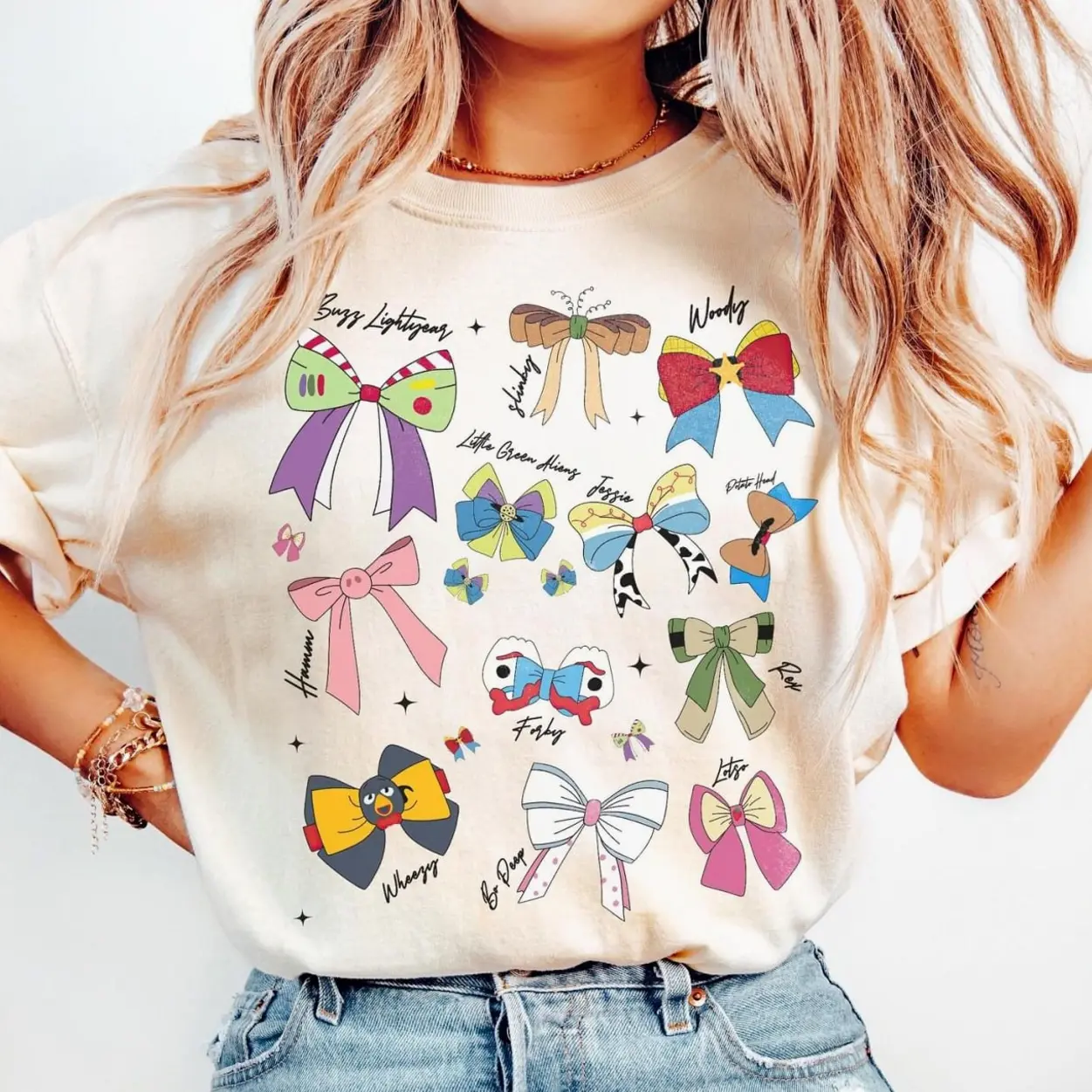 Youth & Adult Coquette Bows Toy #Stories Characters Shirt, Coquette Bows Watercolor Movies T-shirt, Toy #Stories Land Matching