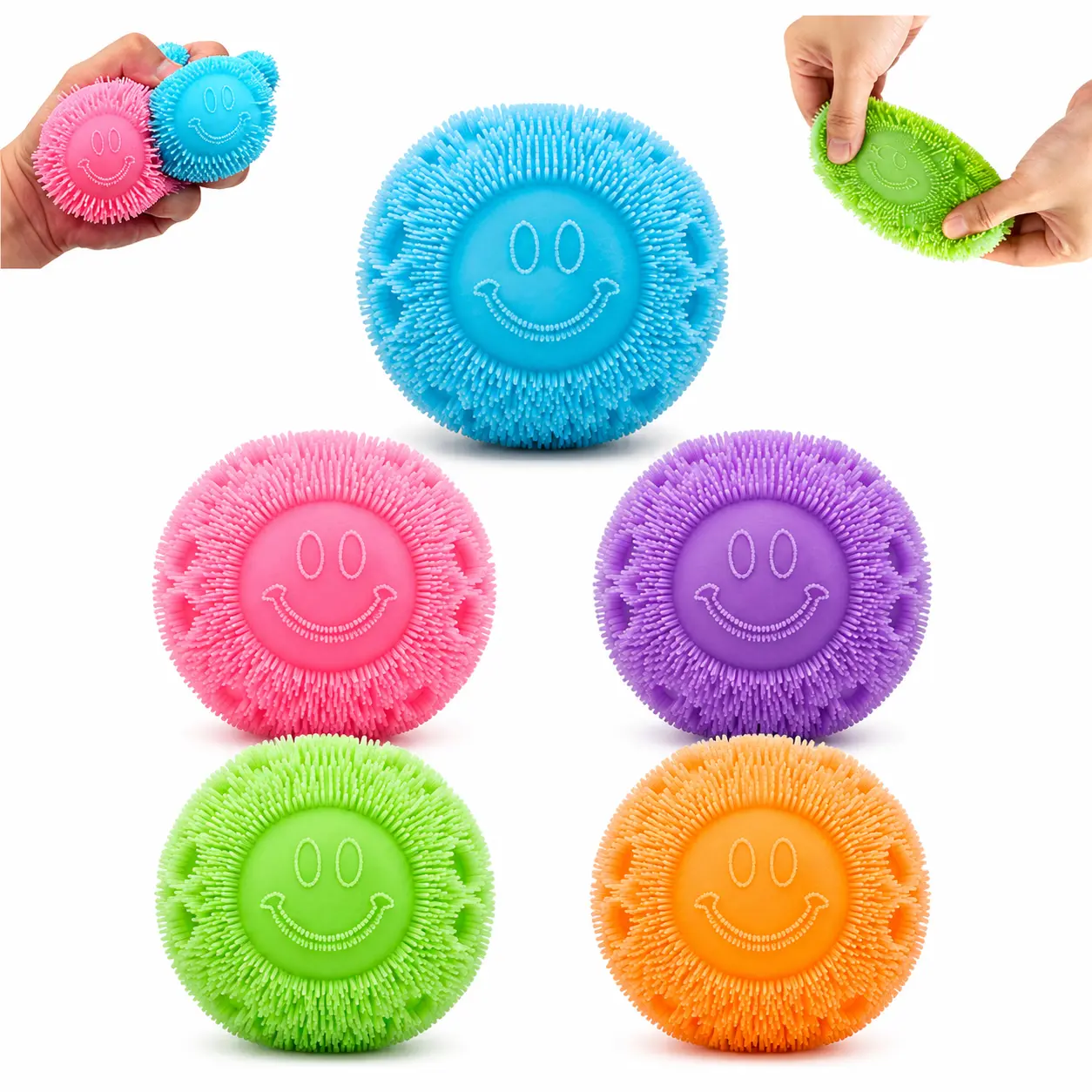Fuzz Ball Squishy Stress Ball Squishies - Soft Spiky Sensory Fidget Toy, Colorful Squeeze Toy for Relaxing Tactile Play, Desk Breaks, Birthday Gifts for Kids Adults