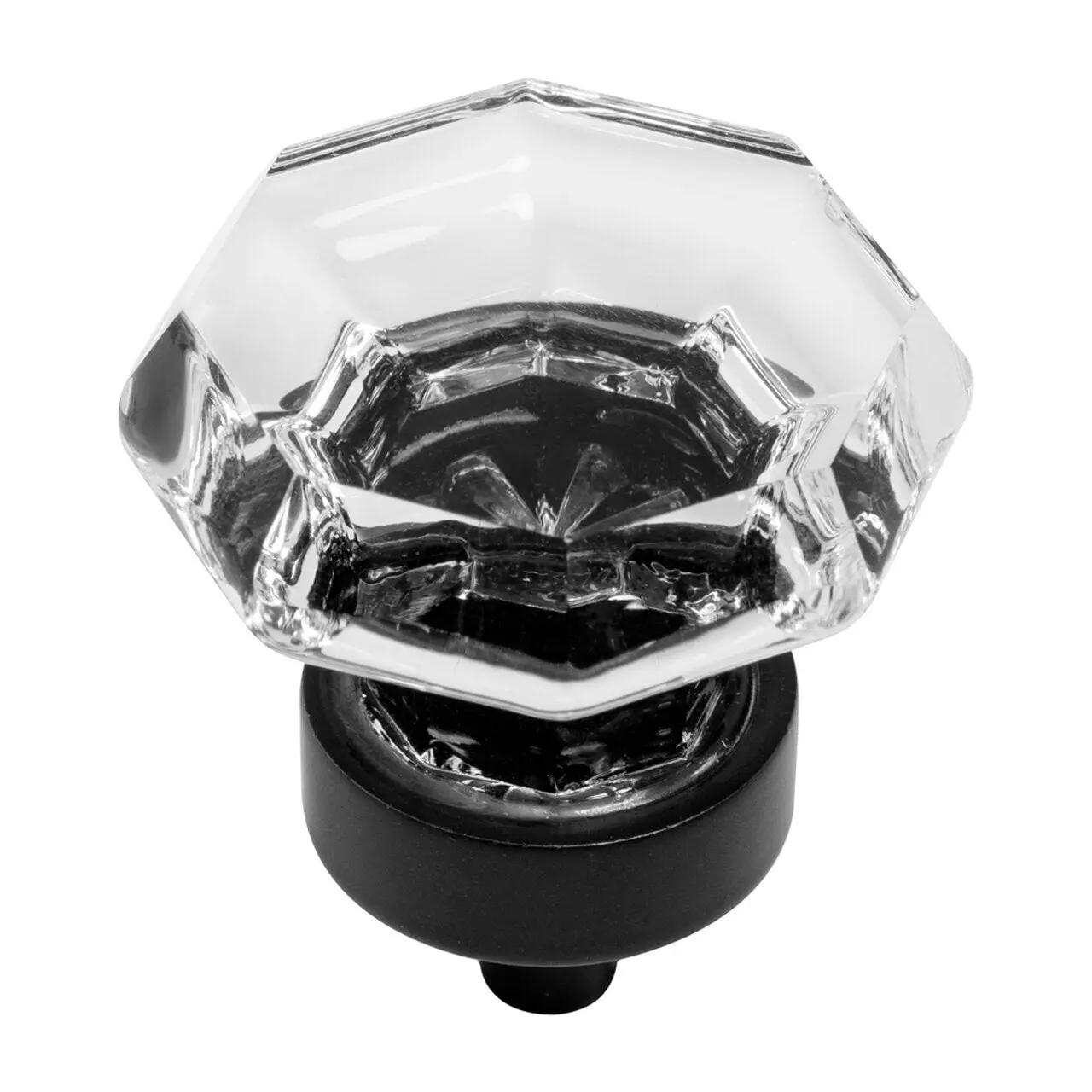 Cosmas 5268FB-C Flat Black & Clear Glass Cabinet Knob