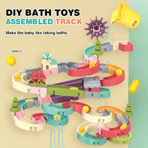 86 Piece Duck Slide Bath Toys, Wall Track Building Set, Large Fun DIY Suction Cup Bathtub Mold Shower Toy Set, Fun DIY Kit Birthday Gifts