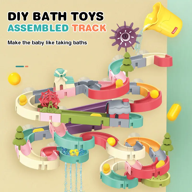 86 Piece Duck Slide Bath Toys, Wall Track Building Set, Large Fun DIY Suction Cup Bathtub Mold Shower Toy Set, Fun DIY Kit Birthday Gifts