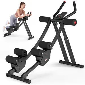 RELIFE Dual Split‑Track Ab Machine, Foldable Core Trainer for Home Fitness, 5‑Level Adjustable Resistance Workout Equipment, 440 LBS Capacity with LCD Display
