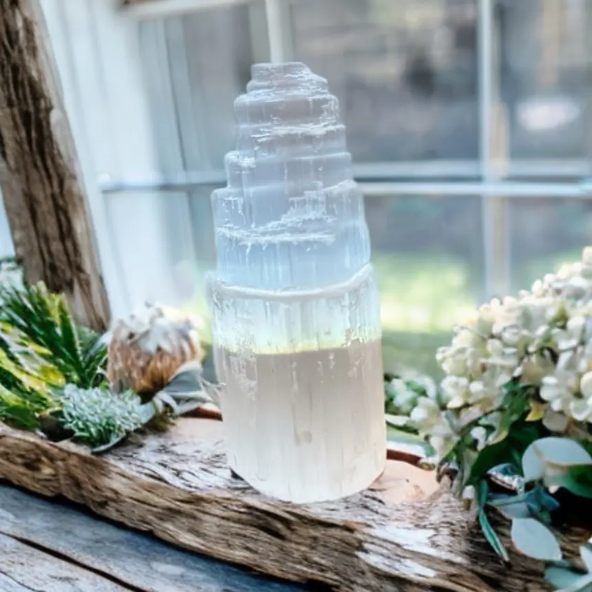 Natural Genuine Selenite crystal towers, 2 size options small and large, home decor, healing protective healing crystal Selenite positive energies dispels negative energy gift