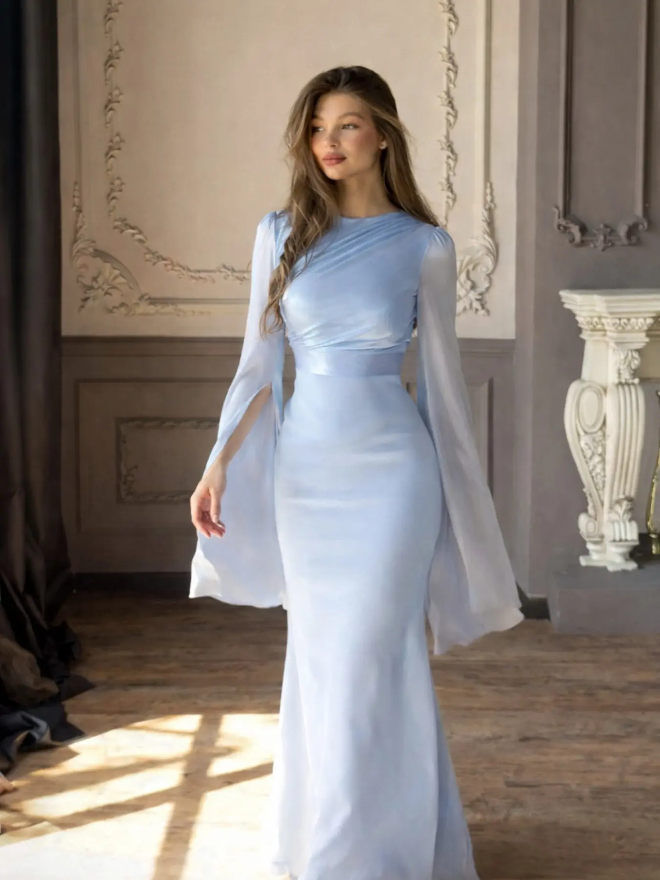 princess polly baby blue dress Satin Ruffle Detail Bodycon Maxi Dress For Women at Saudi
