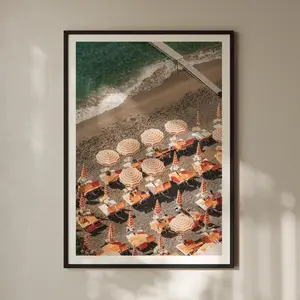 Amalfi Coast Umbrellas print, Amalfi Italy Wall Art, Slim Aarons print, Italy poster, Boho wall art, Beach photography art, Italy Ocean Art