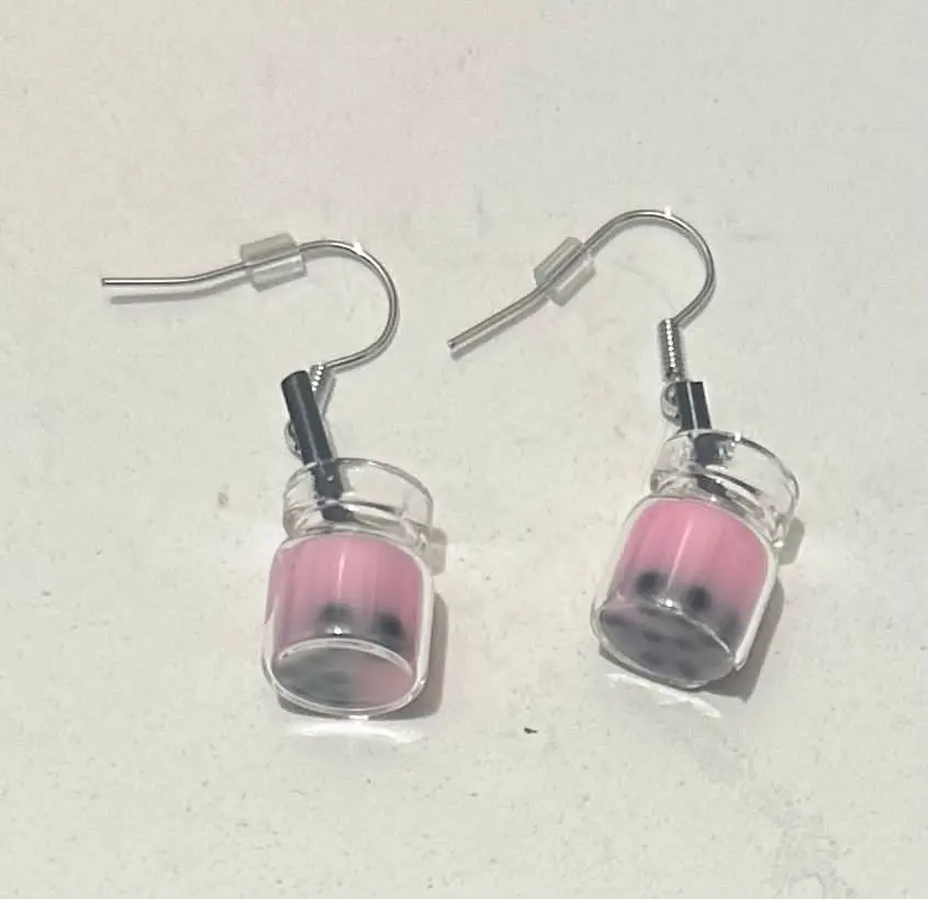 Pink Boba Earrings