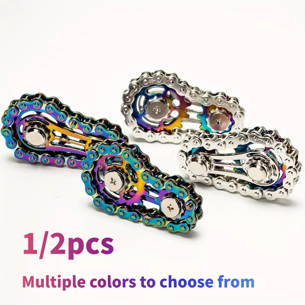 Office Stress Relief Tool Bicycle Chain Fidget Spinner, Quiet Cnc Stainless Steel Gear Desktop Toy, Stress Relief Gadgets, Suitable for Adults, Steam Punk Decor