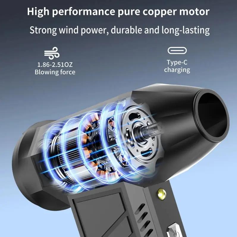 Rechargeable Wireless Turbine Blower Gun Portable Air Blaster for Car Computer Keyboard Home Outdoor Cleaning Electric Air Compressor Dust Blower