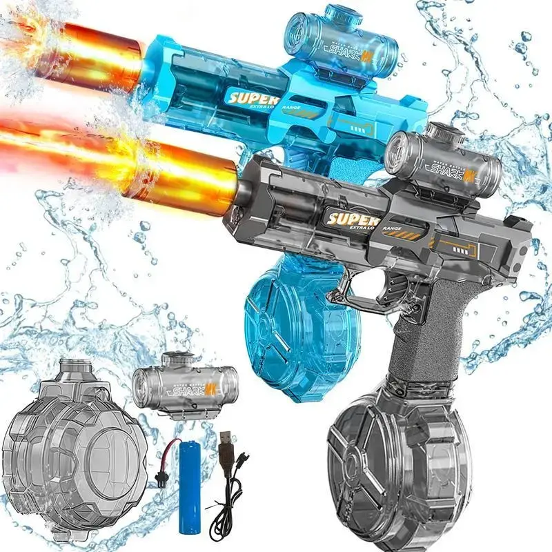 LED Lights Plastic Unisex Automatic Squirt Water Gun - Large Capacity Electric Water Blaster, Outdoor Toy for Kids, Patios, Swimming Pools, Automatic Squirt Watergun