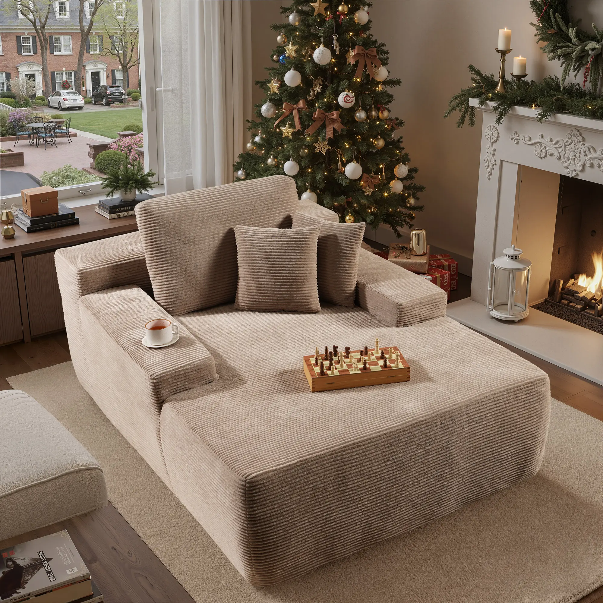 67“Single Chaise|Camel Corduroy