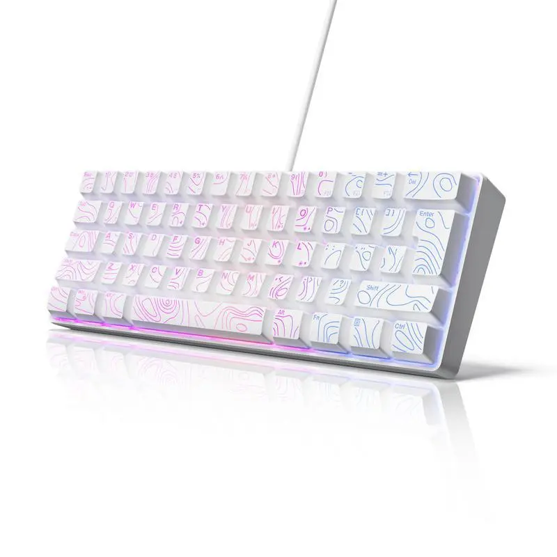 Wired 61 Key Gaming Keyboard, Mini  RGB Backlit Keyboard, 25-Key Anti-Ghosting Compact Mechanical Feel Keyboard, Ultra Portable Small Keyboard for PC, Mac, Laptop, Gamer Setup, Black Outline Keycaps