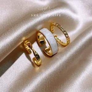 SheLuxeLife | Set of 3 Luxury Korean Zircon Rings – Elegant Minimalist Adjustable Design - Adjustable size – open ring design