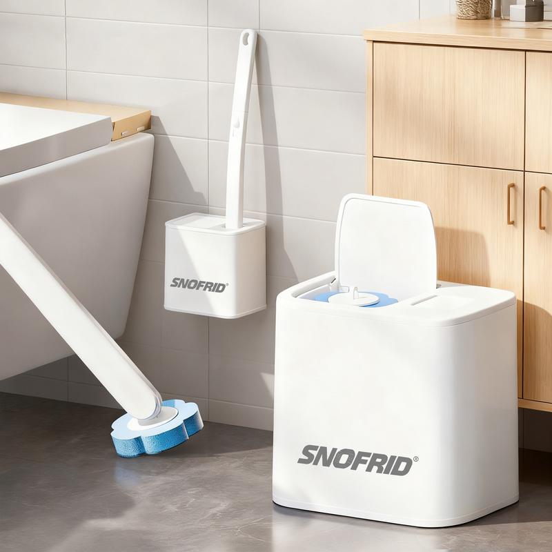 Snofrid Disposable Toilet Brush, Toilet Bowl Wand Holder Set with 24PCS Cleaner Refills, Bathroom Cleaning System for Sink Bathtub Drain Wash Basin Urinal,Wall-Mount Scrubbing Toilet Brush Bathroom Cleaning Kit Snofrid Disposable Toilet Brush, Toilet Bowl Wand Holder Set with 24PCS Cleaner Refills, Bathroom Cleaning System for Sink Bathtub Drain Wash Basin Urinal,Wall-Mount Scrubbing Toilet Brush Bathroom Cleaning Kit