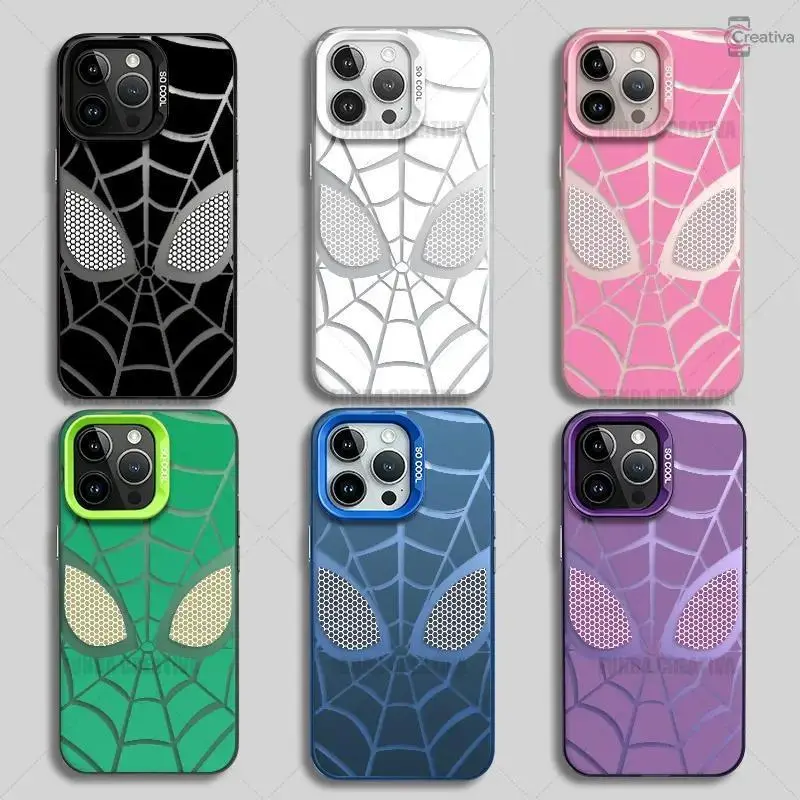 [Copy of] Creative Spider-Man Pattern Phone Case for iPhone 15 Pro, 16, 17 Pro Max, 13, 14 Plus, 12, 11, 17 Air. Shock-resistant, durable and impact-proof protective cover. Available in pink couple design. Compatible with Samsung A15, A55, A56, A54, A50,