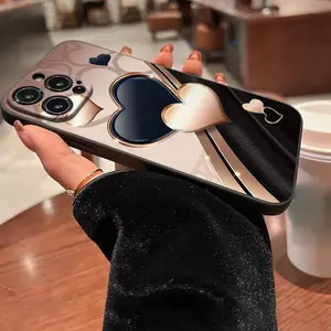 Rubik's Cube Black Champagne Textured Heart Pattern TPU Anti-drop All-Inclusive Precision Case For Apple iPhone7/8/X/Xs/Xr/Xs Max/11/12/13/14/15/16 Pro Max