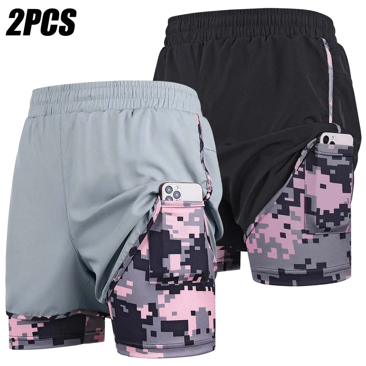 Women's Fashion Polyester Quick-Dry Breathable High-Stretch Tie Drawstring Athletic Shorts, Double-Layer Camouflage Lining, Anti-Exposure Design, Loose Fit for Fitness, Running Women's Fashion Polyester Quick-Dry Breathable High-Stretch Tie Drawstring Athletic Shorts, Double-Layer Camouflage Lining, Anti-Exposure Design, Loose Fit for Fitness, Running