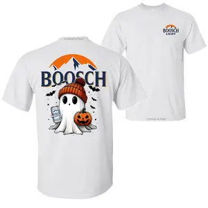Boosch Light Halloween Cute Boo Boo Ghost Pumpkin T-Shirt, Trendy Halloween Spooky Season 2 Sided Graphic Design Unisex Cotton T-shirt for Men for Women Menswear Womenswear Top