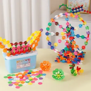 Snowflake Building Blocks Toy for Kids, Plastic Interlocking Tiles, Preschool Educational Toy for Boys & Girls, Fun Learning Activity