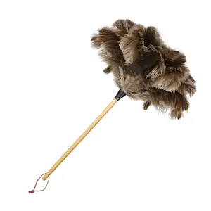 20 Inch Natural Ostrich Feather Duster Soft Fluffy Long Handle Dust Cleaner for Home and Delicate Equipment