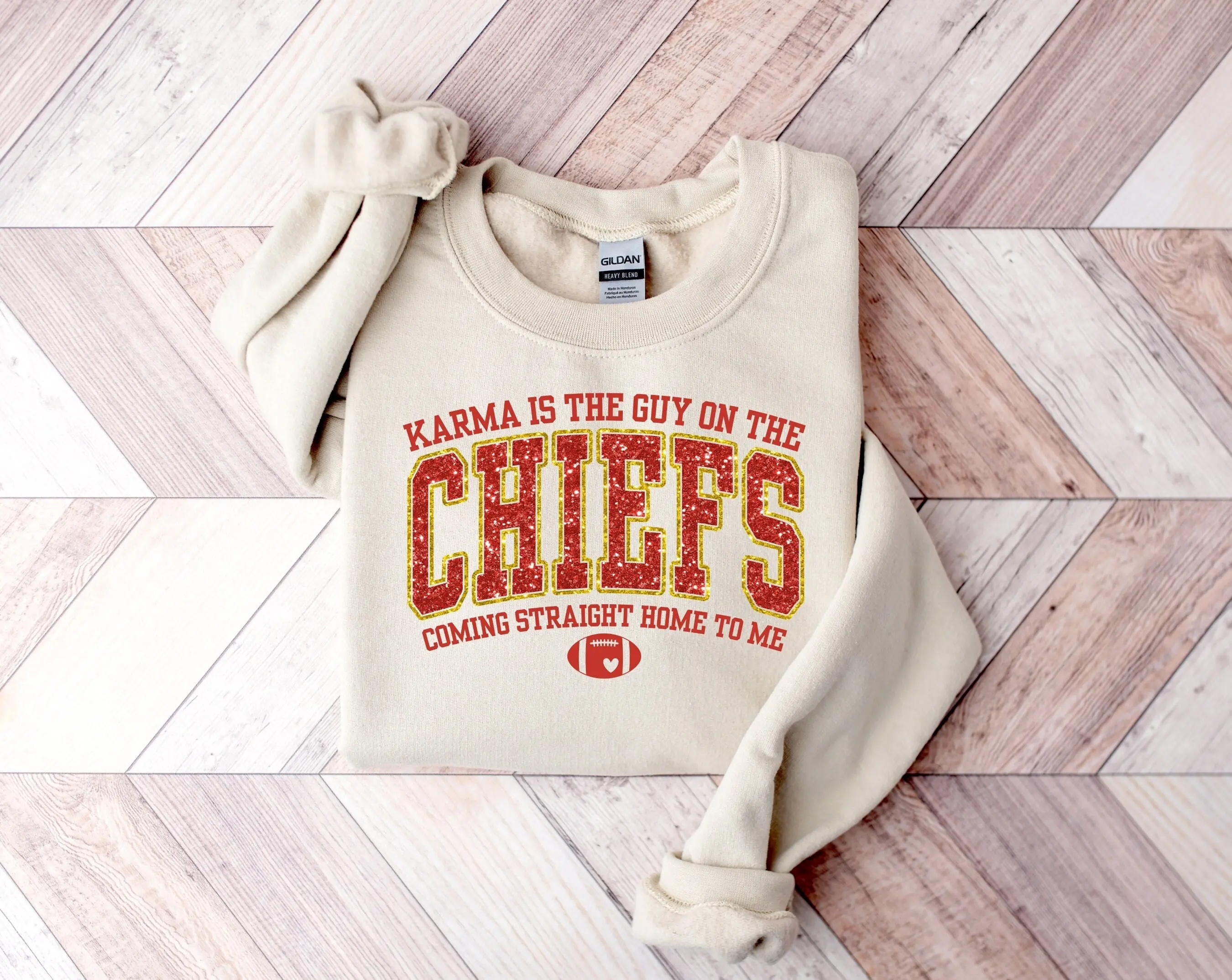 Karma is the guy on the Chiefs Sweatshirt, Taylor Football Sweatshirt, Funny Sweatshirt, Travis Taylor Sweatshirt, Chiefs Era Sweater Cotton Sweater Womenswear Crewneck Hoodie Tee Tops Underwear Women Lady