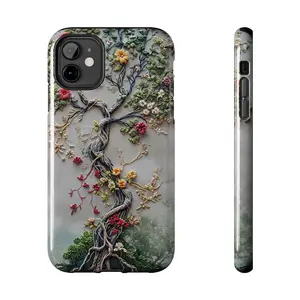 Embroidered 3D Tree of Life iPhone Case - Gift Idea for Him or Her - Tough 2 Piece Case  - iPhone 15 14 13 12 11 Pro Max