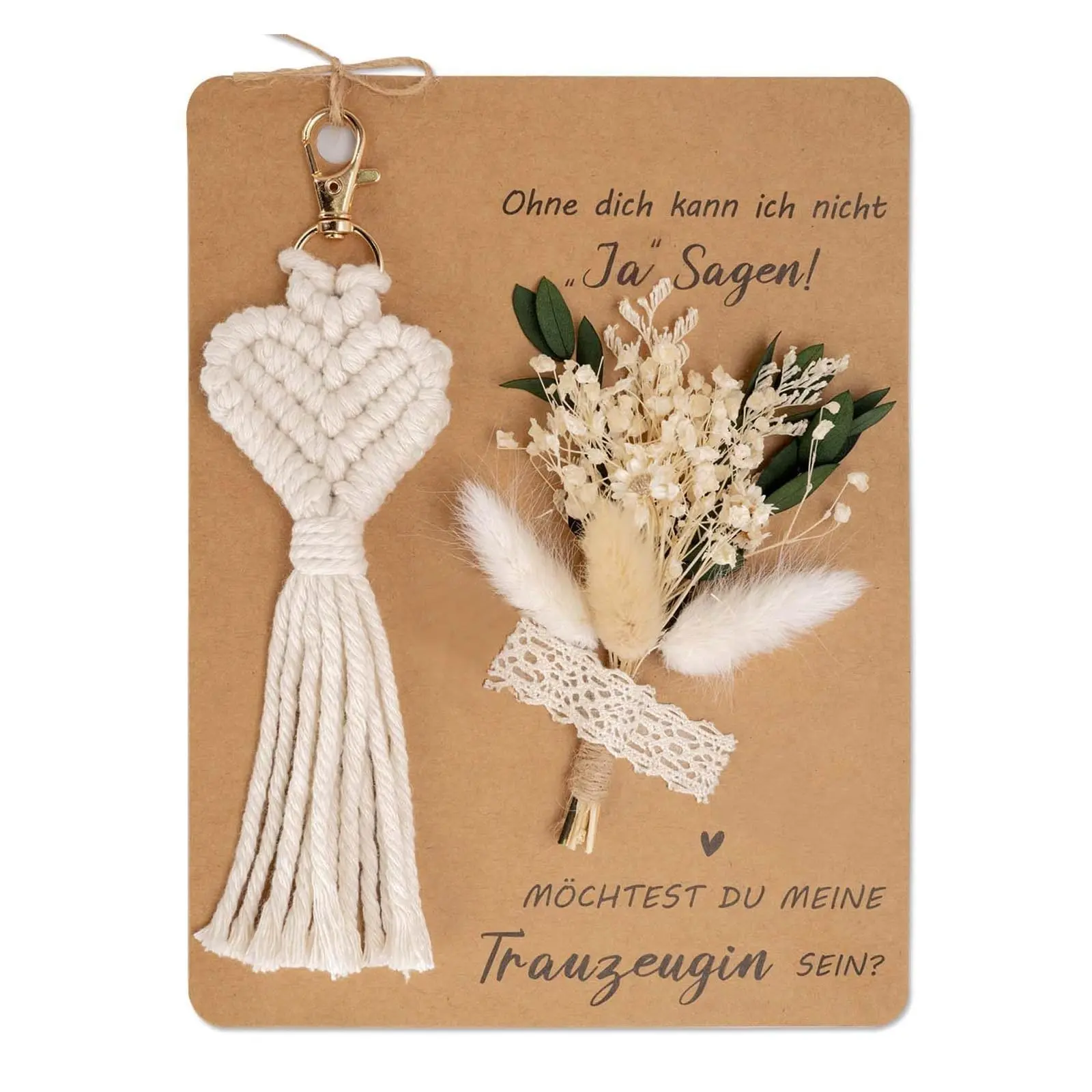BloomWish B Bag Purse Charms for Handbags Flower Keychain Flower Bag Charm Heart Knitted Crochet Keychain with Kawaii Floral Card