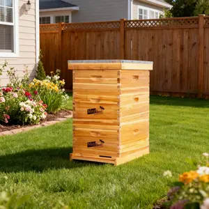 MayBee Hives 3 Layer Cedar Wood Bee Hive Kit include Wax Coated Beehive Deep Box & Medium super bee box, with Beeswax Coated Plastic Foundation,  Plastic Queen Excluder,Langstroth beekeeping supplies Complete Starter Kit for Beginners beekeepers Wooden Du