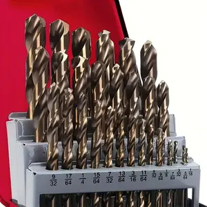 13-Piece Cobalt Titanium Drill Bit Set, M35 High-Speed Steel Spiral Bits for Metal, Stainless Steel, Cast Iron, Wood, Plastic, Durable Metal Box