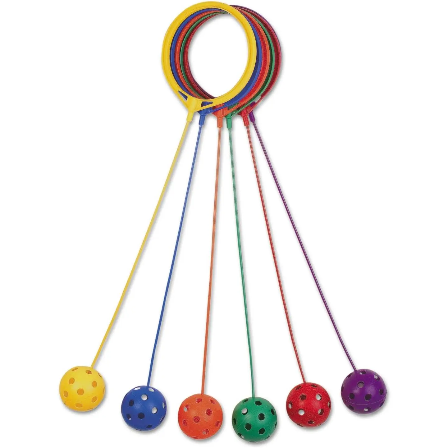 Skip Ball Ankle Toy for Kids, Pack of 6, Assorted Colors - Durable Hopper/Swingball Set with 18-Inch Cord, 5.5-Inch Diameter Ankle Ring - Fun Jumper and Exercise Equipment