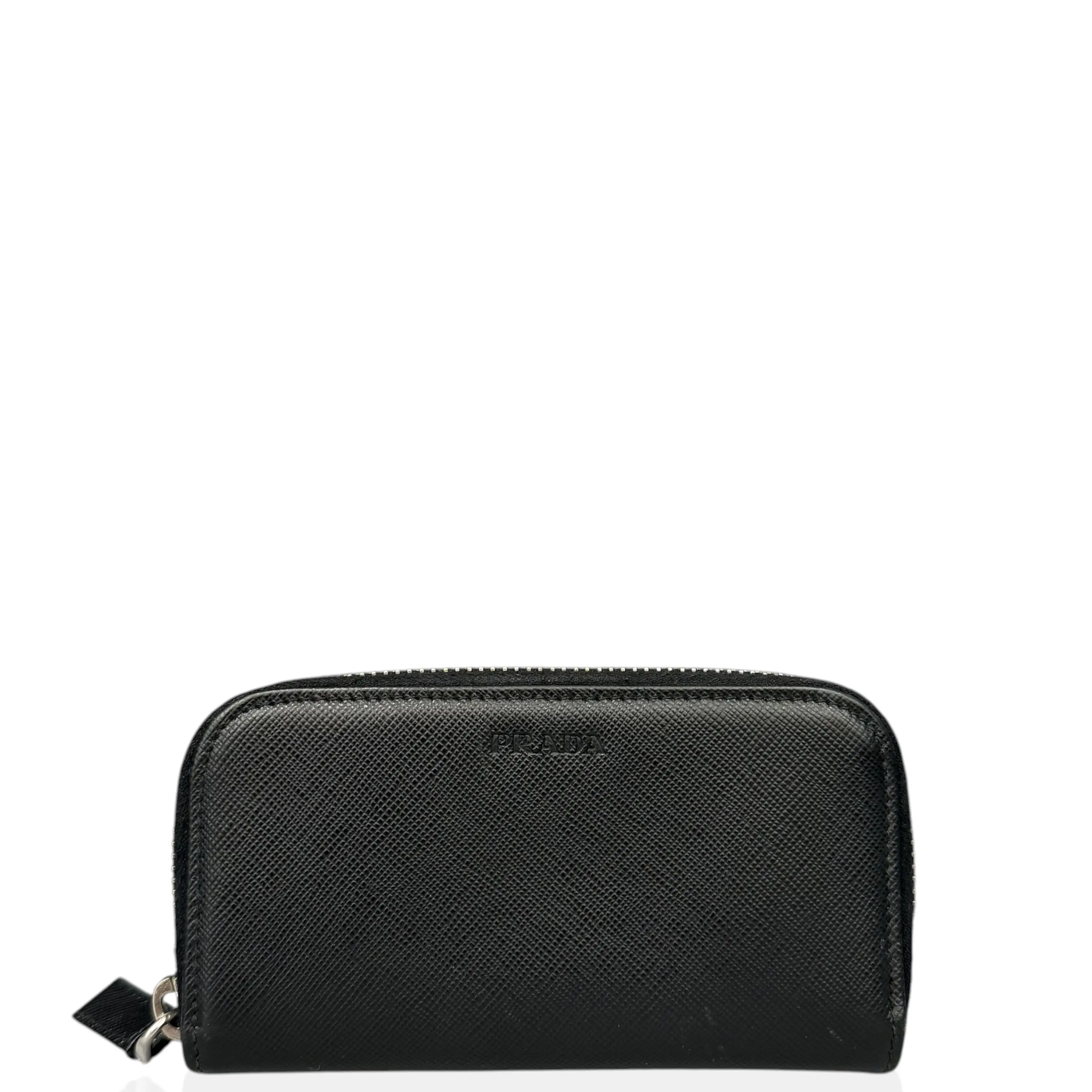 Pre-owned PRADA Leather small leather goods Card Holder Saffiano Calfskin Black (jg031026a3)