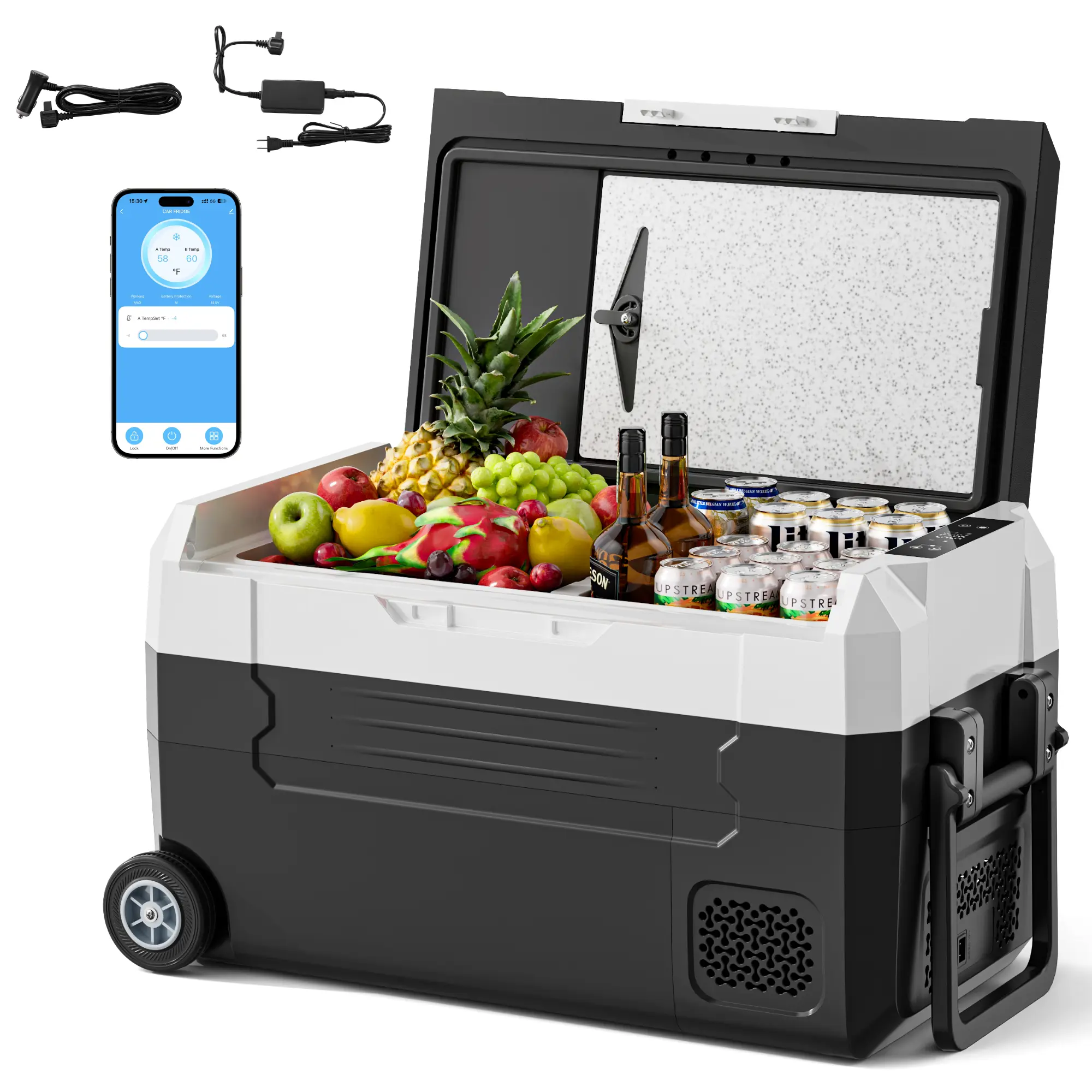 TEHANLD 12 Volt Refrigerator, 37QT Electric Cooler APP Control | Electric Cooler APP Control, Portable Freezer 12V/24V DC 100-240V AC, Car Fridge for Travel, Camping, Boat