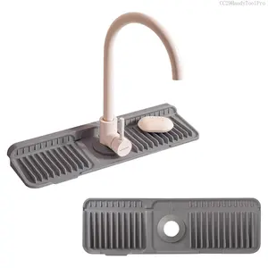 Silicone Sink Splash Guard, Multifunctional Kitchen Sink Mat with Drain Tray, Sponge Holder, Soap Dish, 6 °     Incline Design, Foldable with Fixing ButtonsCC29HandyToolPro