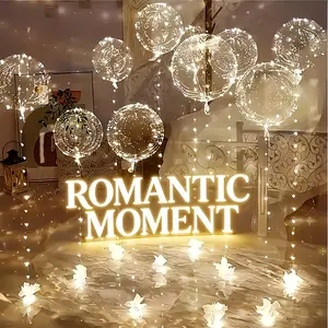 18pcs (9 Balloons+9 LED Light Wires) Transparent Luminous BOBO Balloons, Used for Wedding, Birthday Decoration, Party Supplies, Suitable for Weddings, Engagements, Christmas, New Year, And Valentine'S Day Decor- Battery Powered AA (Battery Not Included)