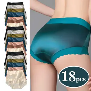 Women's Mid-Waist Panties,lce SilkSeamless&Pilling-Resistant,6(Navy Blue)Black/Beige/Light Pink/White/Gray)-DailyComfortable,Elegant&Stylish Underwear,SoftMaterial,Sexy Design,Smooth Fabric,A Must-Havefor seamless bikini Mid-Rise Underwear Waiste