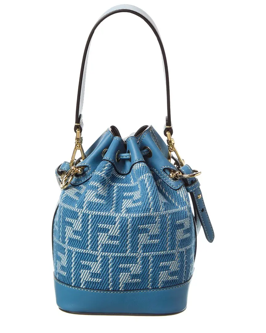 FENDI Mon Tresor Mini FF Jacquard & Leather Bucket Bag