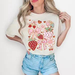 Retro Strawberry Comfort Colors T-Shirt, Cute Berry Graphic Tee for Women, Cottagecore Summer Shirt Boho Vintage Floral Comfort Shirt