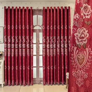 European Vintage Embroidered Floral Blackout Curtain, Elegant Drapes for Living Room Bedroom Balcony Kitchen Window Decor, Durable Fabric
