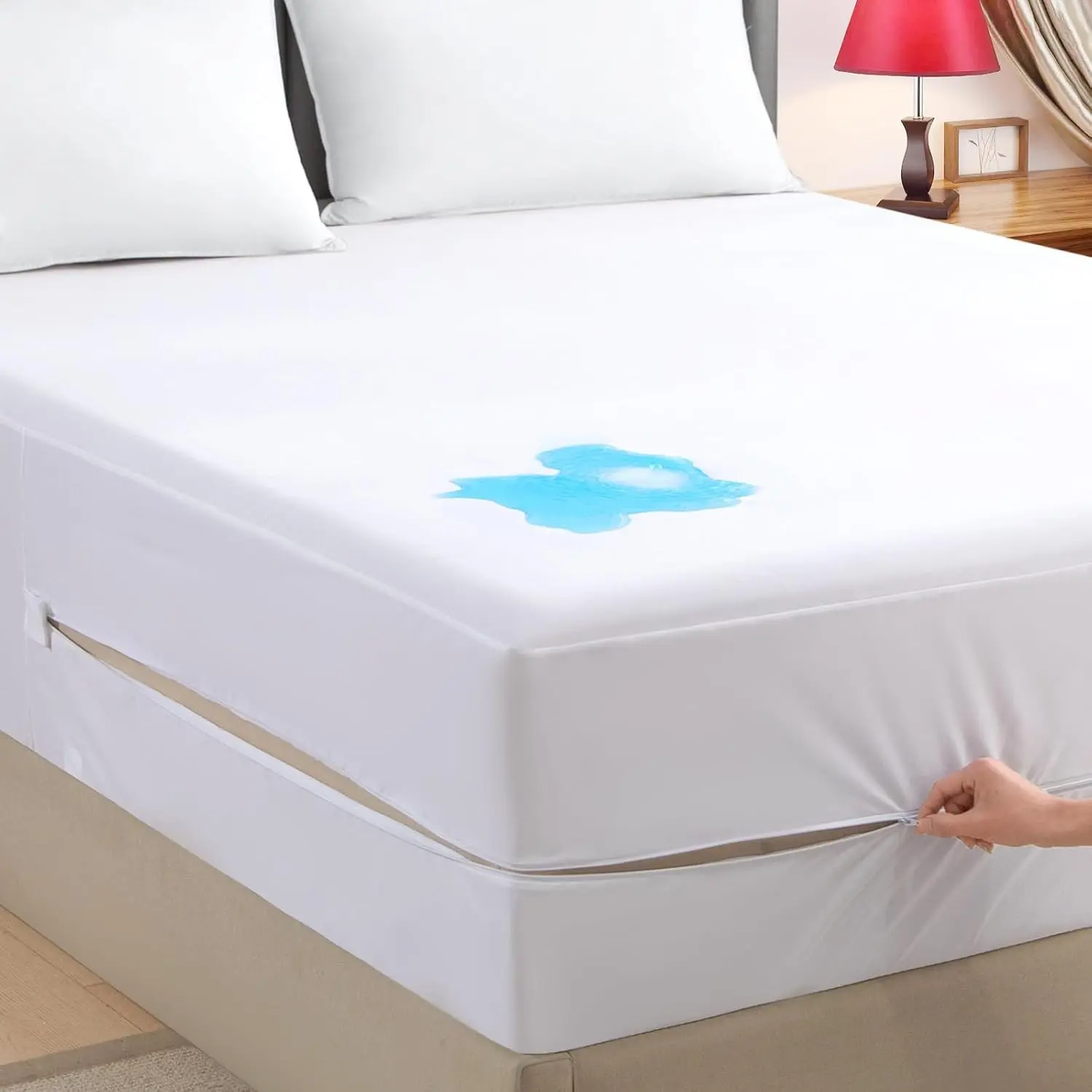 Zippered Mattress Encasement Twin XL Waterproof Zipper Mattress Protector Breathable Noiseless Machine-Washable Zip Mattress Cover Fitting 7" - 13" Deep Mattress